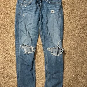 rag & bone Classic Blue Ripped Boyfriend Jeans